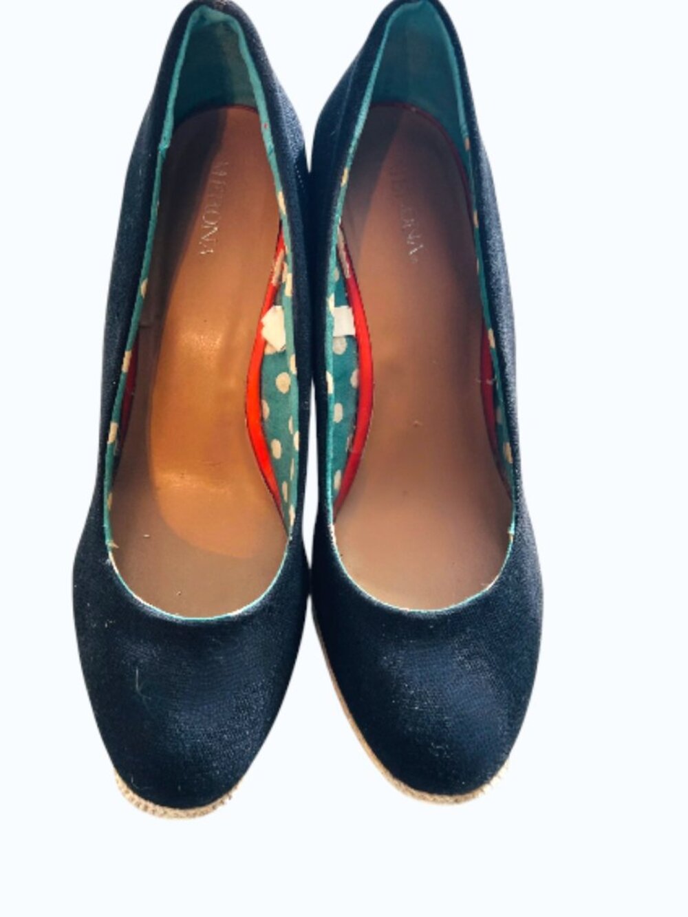 Black Canvas Closed Toe Wedge Espadrille Pumps - Size 8